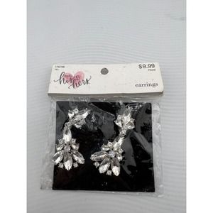 Studio His & Hers Clear Dangle Earrings Classic Wedding‎ Bling Statement